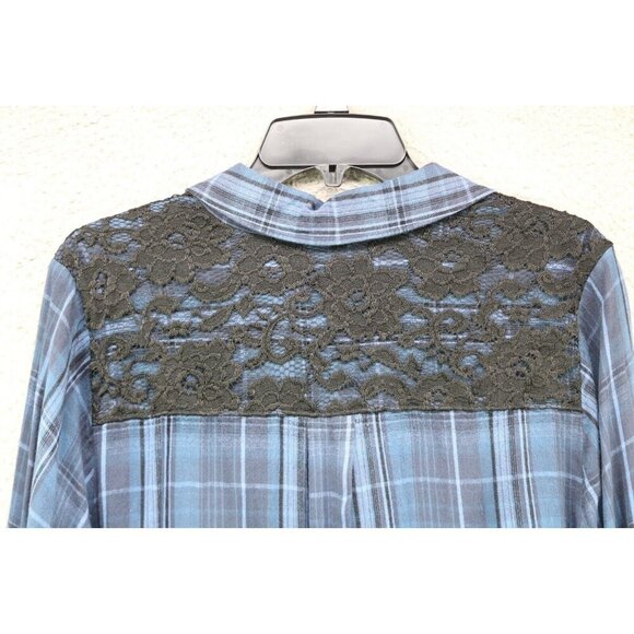 Lane Bryant Long Roll Tabbed Sleeve Button Up Plaid Top-Lace-Size 18/20 - Picture 13 of 13